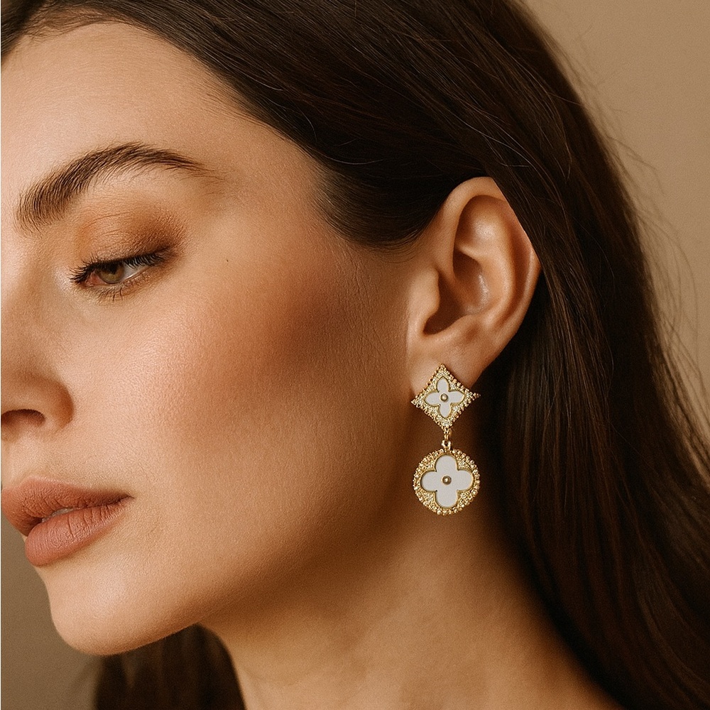 Adina Eden Gold and mother of Pearl Drop Earrings